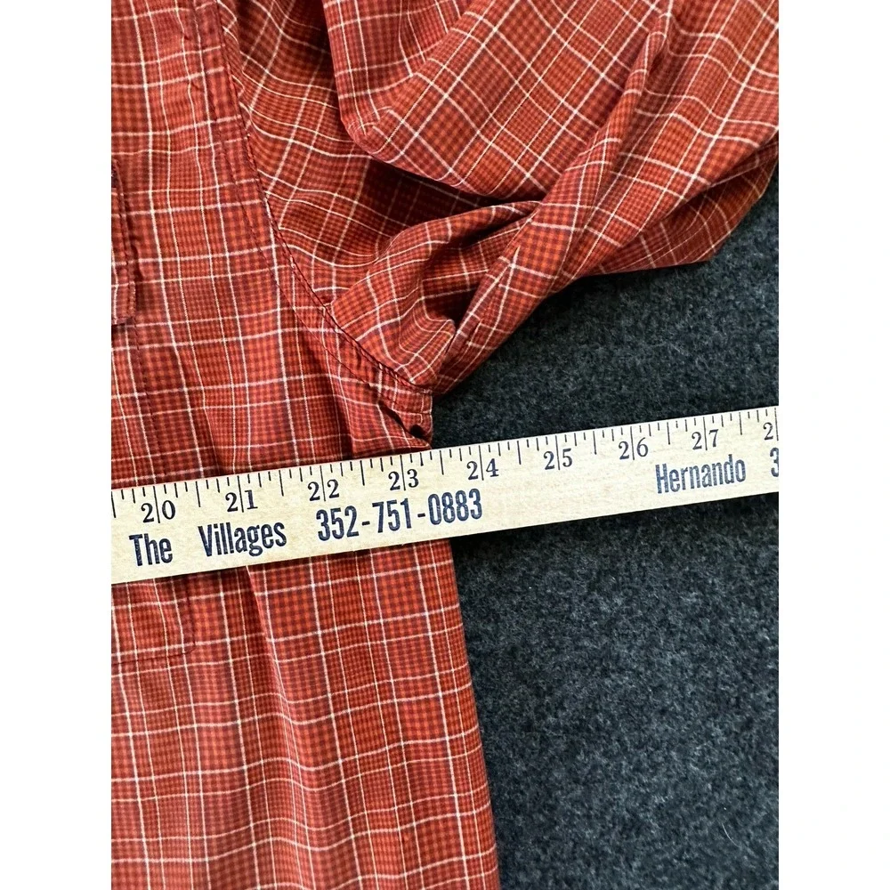 The‎ North Face Mens XL Vented Roll Tab Hiking Button Up Shirt Orange Plaid